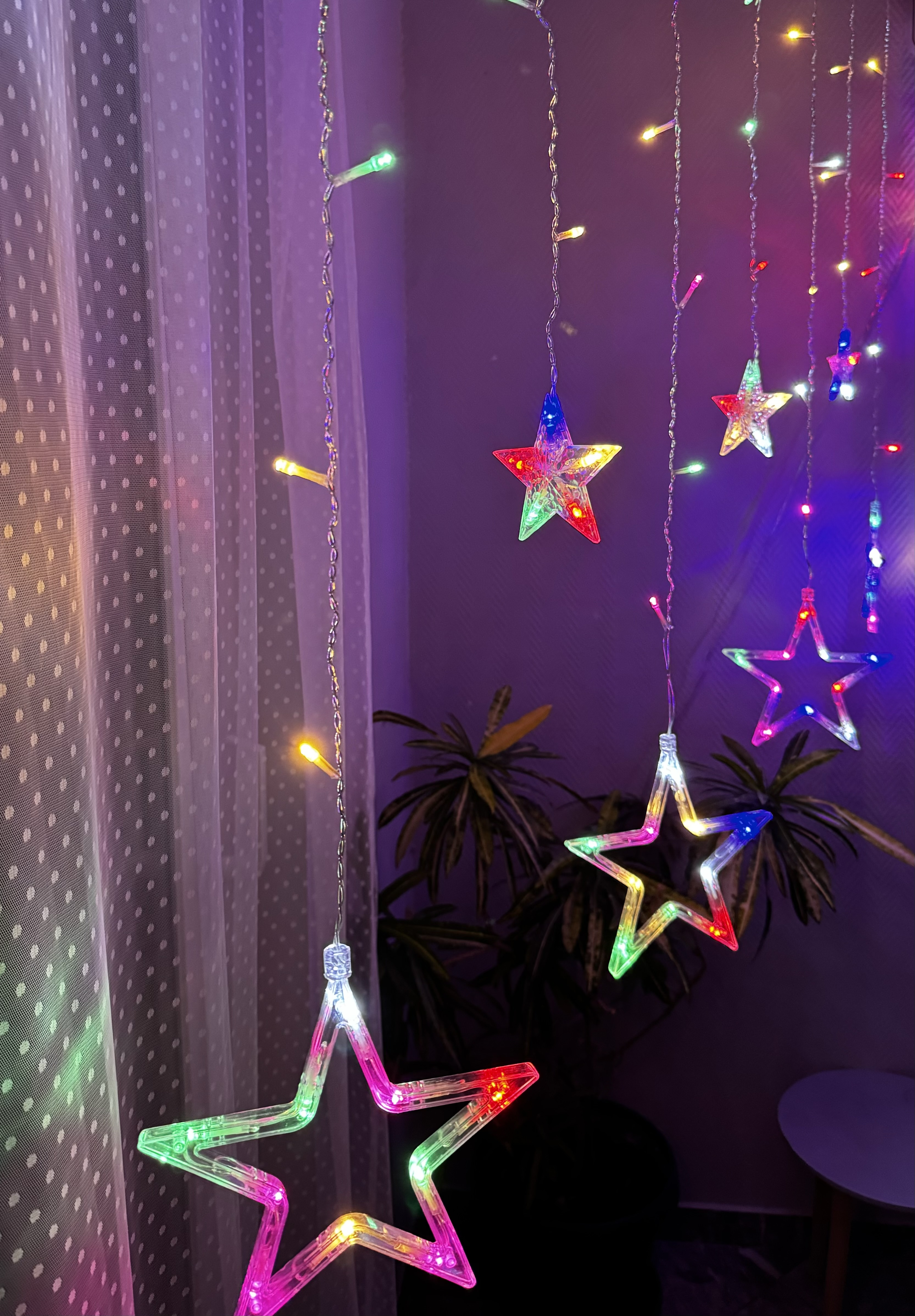 Fényfüggöny csillag színes