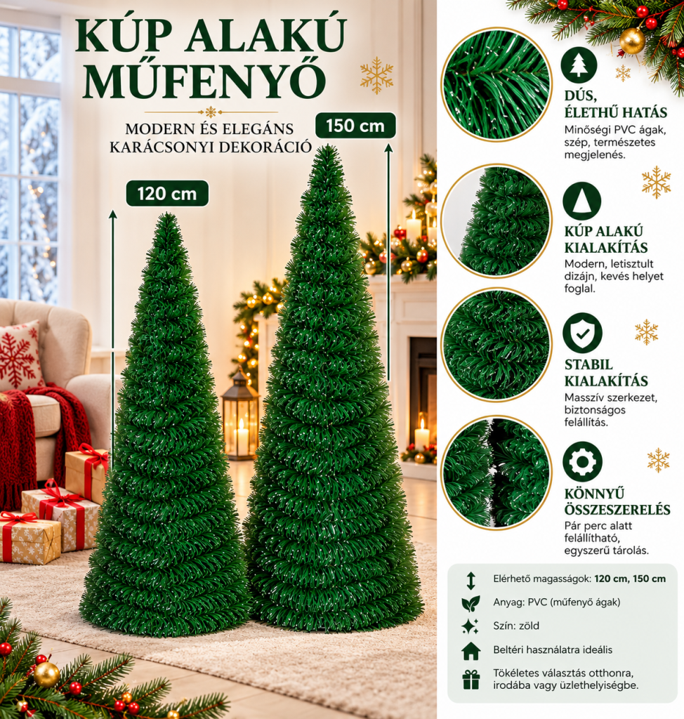 Kúp alakú Műfenyő 120 cm